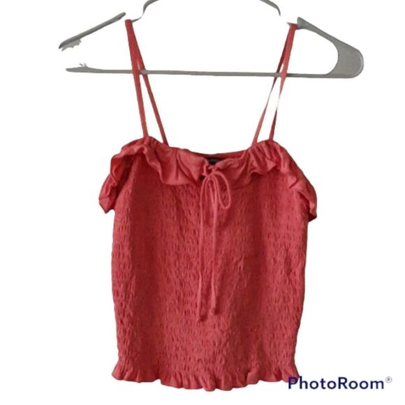 ✨ American Eagle Smocked Juniors Burnt Orange Shirred Crop Top✨ - Picture 7 of 9
